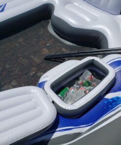 Intex Blue Tropic Inflatable 5 Person Raft or Swimming Pool Island Water Floating Lounger Raft with Backrests, Built in Cooler, and 4 Cupholders 35 71uVwCidDL