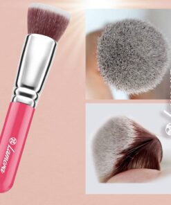 Flat Top Kabuki Foundation Brush - Premium Makeup Face Brush For Liquid, Cream, Powder - Blending, Buffing, Stippling Brush - Pro Quality Synthetic Dense Bristles Pink 25 71uWJXmVOYL
