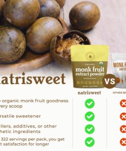 NatriSweet Organic Monk Fruit Extract, 3.5 oz, Pure Monk Fruit Sweetener Organic with No Erythritol, No Fillers, Zero Calories, Pure Monkfruit Sweetener for Keto and Paleo Diet, 322 Servings 21 71uWhqnRwFL