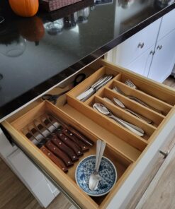 Utopia Kitchen Bamboo Silverware Organizer for Drawer Kitchen Utensil Organizer, Kitchen Drawer Organizer for Large Utensils, Cutlery Drawer Organizer, Silverware Holder, Flatware Organizer Tray 5 Compartments Natural 31 71uWw9a6xrL
