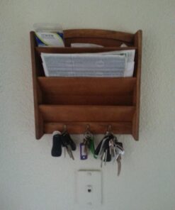Home Basics Mail Organizer Wall Mount with Key Rack Hooks, Letter Holder For Office, Kitchen, Entryway, Pine 40 71uZaKrONsL