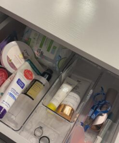 Vtopmart 25 PCS Clear Plastic Drawer Organizers Set, 4-Size Versatile Bathroom and Vanity Drawer Organizer Trays, Storage Bins for Makeup, Bedroom, Kitchen Gadgets Utensils and Office 51 71ucwys6faL