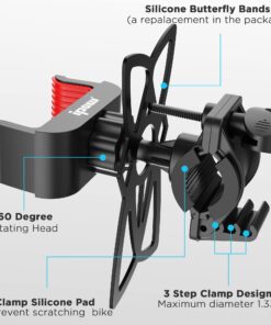 IPOW Motorcycle Phone Mount, Bike Phone Mount Holder, Universal Cell Phone Bicycle & Motorcycle Handlebar Phone Holder, Compatible with Smartphones 13/12/11/X/XR/XS/8/7,Galaxy S20/S10/S9 Black+Red 38 71udKfBhUtL