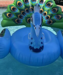 JOYIN Inflatable Peacock Pool Float - Giant Green Peacock Ride on Raft for Swimming Pool, Beach Floaties, Party Decoration Toys, Inflatable Island, Summer Pool Raft Lounge for Adults & Kids Water Fun Blue 35 71ueCDnWtRL