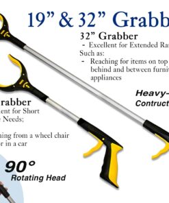 RMS Premium 7-Piece Hip Knee Replacement Kit with Leg Lifter, 19 and 32 inch Rotating Reacher Grabber, Long Handle Shoe Horn, Sock Aid, Dressing Stick, Bath Sponge - for Knee or Back Surgery Recovery 7 Piece Set 23 71uej LiAAL