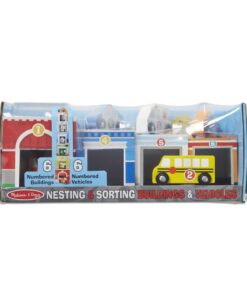 Melissa & Doug Nesting and Sorting Blocks - 6 Buildings, 6 Wooden Vehicles - Numbers Learning, Car Garage, Sorting And Stacking Toys For Toddlers Ages 2+ Set 26 71ufPF2WfML 1