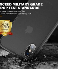 Alternative view of Humixx Shockproof Series iPhone Xs/X Case Cover [Military Grade Drop Tested] [Upgraded Nano Material] Translucent Matte Case with Soft TPU Bumper, Protective Case for Apple iPhone Xs - Black