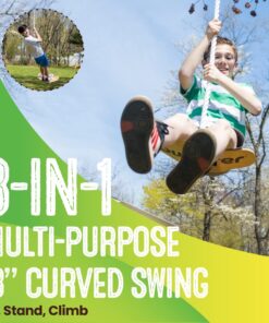 Swurfer Swift - Maple Wood Disc Swing for Kids Ages 4 and Up, Holds up to 150 Pounds - Includes 18" Curved Seat Swing with Heavy Duty Braided Rope, Brown Disc Tree Swing 14 71uhdt7QVpL