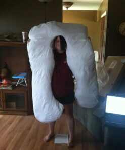 Pregnancy Pillow, Full Body Maternity Pillow with Contoured U-Shape by Bluestone, Back Support 60 x 35 x 7" Pillow & Pillowcase White 39 71uiEQWYm4L