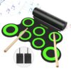 PAXCESS Electronic Drum Set, Roll Up Drum Practice Pad Midi Drum Kit with Headphone Jack Built-in Speaker Drum Pedals Drum Sticks 10 Hours Playtime,Great Holiday Birthday Gift for Kids green 10 71uil6uijVL