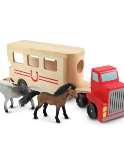 Melissa & Doug Horse Carrier Wooden Vehicle Play Set With 2 Flocked Horses and Pull-Down Ramp - Horse Figures, Wooden Horse Trailer Toy For Kids Ages 3+ 15 71uizfq7WZL