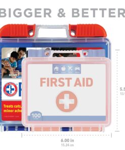 Be Smart Get Prepared 110 pc First Aid Kit: Clean, Treat, Protect Minor Cuts, Home, Office, Car, School, Business, Travel, Emergency, Outdoor, Camping & Sports, FSA/HSA (Packaging may vary) Dark Blue 1 Count (Pack of 1) 28 71ujQi8fLL 2