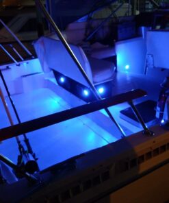 Partsam 4Pcs 3" Inch Round Chrome Marine Boat Lights Blue LED Transom Mount Stern Anchor Navigation Lights IP67 Waterproof, Boat LED Stern Lights, Night Fishing Lights,Deck Lights, 12V, Surface Mount 39 71ujilp H8L