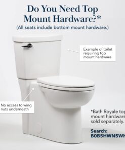 Soft Close Toilet Seat Round with Lid BR500-00 White, Comfortable, Durable, Sturdy, Stain-Resistant and Easy to Clean, Fits All Toilet Brands, Executive Series by Bath Royale Round Heavy-Duty 27 71uk8YThJfL