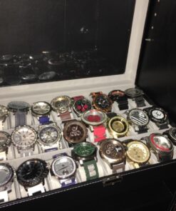 Watch Box Organizer Pillow Case 24 Slot Display Cases With Framed Glass Lid Elegant Contrast Stitching Sturdy and Secure Lock for Men Women Watch and Jewelry Large Holder Boxes 33 71uk9QRyUqL