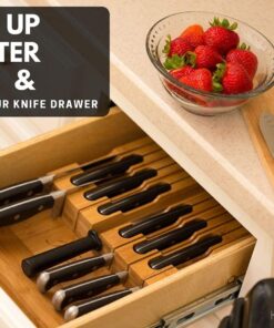 In-Drawer Bamboo Knife Block Holds 12 Knives (Not Included) Without Pointing Up PLUS a Slot for your Knife Sharpener! Noble home & chef Knife Organizer Made from Quality Moso Bamboo 12 Holder 26 71ukaPIyFZL