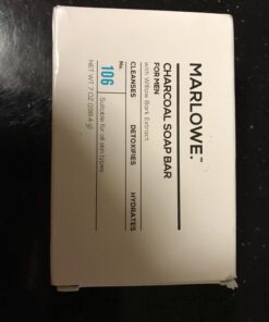 MARLOWE. Charcoal Face & Body Soap Bar No. 106 (7oz) | Best Cleansing & Detoxifying Bar for Men | Includes Natural Extracts, Shea Butter & Willow Bark | Amazing Scent 7 Ounce (Pack of 1) 19 71ul44ujblL
