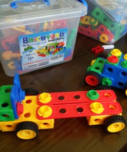 Brickyard Building Blocks STEM Toys - Educational Building Toys for Kids Ages 4-8 with 163 Pieces, Tools, Design Guide and Toy Storage Box, Gift for Boys & Girls 163 Piece 45 71uoMBL6t3L