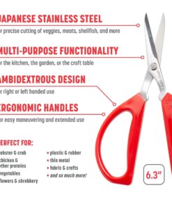Alternative view of Joyce Chen Original Unlimited Kitchen Scissors All Purpose Dishwasher Safe Kitchen Shears With Comfortable Handles, Red 1 Pack