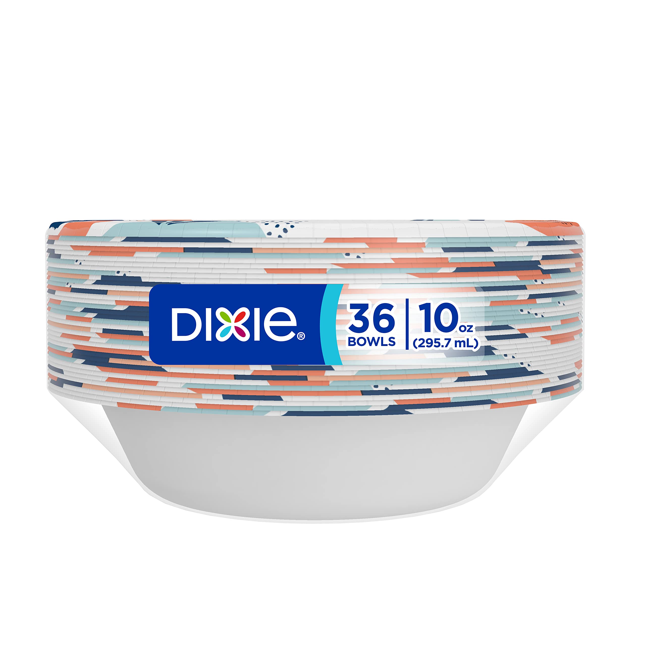 Dixie Paper Bowls, 10 oz Dessert or Light Lunch Size Printed Disposable  Bowls, 36 Count (Pack of 8), White