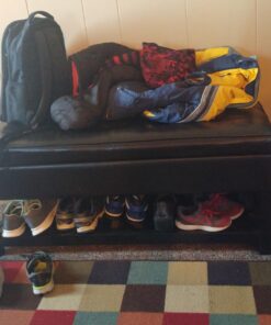 SIMPLIHOME Cosmopolitan 44 Inch Wide Rectangle Ottoman Bench with Open Bottom in Tanners Brown Faux Leather Tufted Footrest Stool, For Living Room, Bedroom, Traditional Rectangular 37 71us5U64OVL