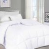SUPERIOR Brushed Microfiber Solid Comforter, Down Alternative Bedding, Reversible, Medium Weight, Fluffy, Decorative, Duvet Insert, Oversized Blanket, Box Quilt Design, Queen, White 53 71usEIPOj8L