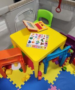 Humble Crew Kids Plastic 4 Set, Yellow Table/Vibrant Chairs 36 71usLdjD9KL