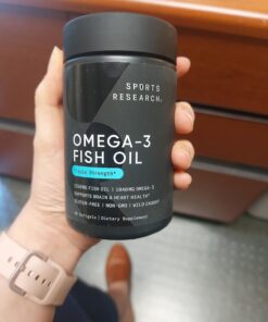 Sports Research Triple Strength Omega 3 Fish Oil 1250mg from Wild Alaska Pollock | Burpless Fish Oil Supplement with Omega-3 EPA & DHA | Sustainably Sourced, Non-GMO, Gluten Free - 90 Softgels 90 Count (Pack of 1) 34 71ut4h7P8L