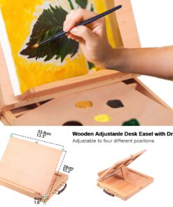 Falling in Art Tabletop Easel Set - 24 Pieces Starter Kit - Artist Acrylic Painting Kit with 12 Acrylic Paints Set, Canvas Panels, Brushes, Wooden Palette for Kids, Adults, Beginners, Professionals 24 PCS Drawer Easel Painting Set 39 71uvQPW7lmL