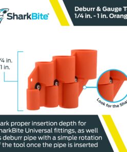 SharkBite 1/4 Inch to 1 Inch Depth Gauge and Pipe Deburring Tool, Copper, PEX, CPVC, PE-RT, HDPE, U702A 1/4 in. - 1 in. 15 71uwbSt1dZL