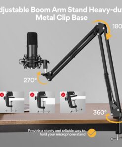USB Microphone, MAONO 192KHZ/24Bit Plug & Play PC Computer Podcast Condenser Cardioid Metal Mic Kit with Professional Sound Chipset for Recording, Gaming, Singing, YouTube (AU-A04) Black 36 71uxlCzWivL