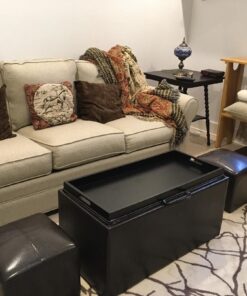 Convenience Concepts 143012 Sheridan Faux Leather Storage Bench with 2 Side Ottomans, Dark Espresso 15 71uzs3MQJL