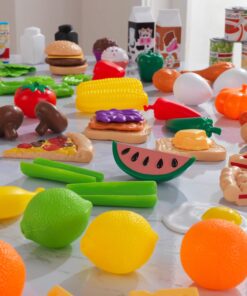 KidKraft 115-Piece Deluxe Tasty Treats Pretend Play Food Set, Plastic Grocery and Pantry Items, Gift for Ages 3+ 42 71v oTpCNVL