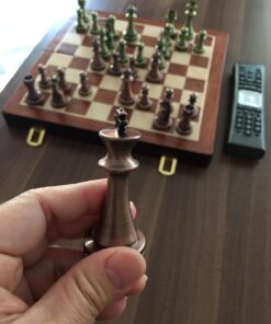 Agirlgle Retro Metal Chess Set with Folding Wooden Chess Board and Classic Handmade Standard Pieces Metal Chess Set for Kids Adult 54 71v051RMpDL