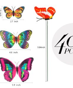 Teenitor 40 Pcs Butterfly Stakes, 5 Different Size Garden Ornaments Patio Decor Butterfly Party Supplies Outdoor Yard Stakes Decorative 1 1.7/2.7/3.5/4.8/5.9inch 27 71v1M17HF8S