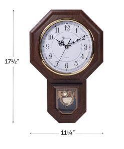 Alternative view of Timekeeper Essex Westminster Chime Faux Wood Pendulum Wall Clock, 17.5" x 11.25", Walnut Brown 17.5" x 11.25" Model: 180WAGM w/ Updated Chime