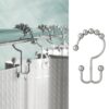 Maytex Shower Curtain Hooks, Shower Curtain Rings, Rust-Resistant Decorative Double Roller Glide Shower Hooks, Shower Rings for Bathroom Shower Rods, Curtains, Liners, Set of 12, Chrome 34 71v1jsL3dL