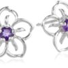 Amazon Essentials Sterling Silver Sky Flower Stud Earrings (previously Amazon Collection) Purple Amethyst 7 71v1wp r7jL 1