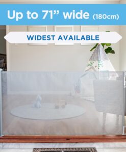 Alternative view of Perma Child Safety Indoor/Outdoor Retractable Baby Gate 33" Tall, Extends to 71" Wide, Gray Gray V1 33" Tall x 71" Wide