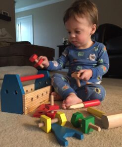 Melissa & Doug Take-Along Tool Kit Wooden Construction Toy (24 pcs), Multicolor, 10.0 x 5.55 x 4.75 41 71v3W ufvL