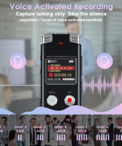 64GB Digital Voice Recorder Voice Activated Recorder with Playback - Upgraded Tape Recorder for Lectures, Meetings, Interviews, Audio Recorder USB Charge, MP3 26 71v5AU2J3SL