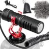 Movo VXR10 Universal Shotgun Mic for Camera - Camera Microphone for DSLR, iPhone and Android Smartphones - Compatible with Canon EOS, Nikon, and Sony Cameras - with Shock Mount, Deadcat Windscreen