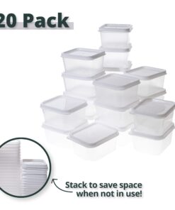 Greenco Mini Containers with Lids 20 Pack, 2 oz Containers with Lids - Small Plastic Storage Condiment Containers with Lids - Baby Food Containers, Snacks, Sauces, Candy - Freezer & Dishwasher Safe Square 27 71v5H8w3ArL