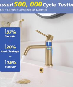 Greenspring Brushed Gold Bathroom Faucet for Sink 1 Hole Single Handle Modern Bathroom Sink Faucet Lavatory Commercial Bath Vanity Tap with Pop Up Drain Style A 9 71v8O9lHcL