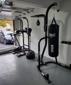 Everlast Steel Heavy Punching Bag Stand Workout Equipment for Kickboxing, Boxing, and MMA Training with 3 Plate Pegs and 100 Pound Capacity Black 60 71v9A4VsMRL