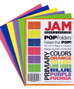 Alternative view of JAM PAPER Plastic 2 Pocket POP Folders - Durable School Folders - Assorted Primary Colors - 6/Pack