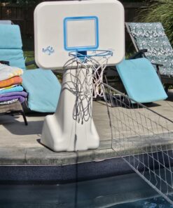 Dunn-Rite PoolSport Swimming Pool Basketball Hoop w/Ball, Base, & 13.5 Inch Stainless Steel Rim for Adults & Kids, Choose Basketball or Basketball and Volleyball Combo Basketball & Volleyball Set 19 71v9cfbbFjL