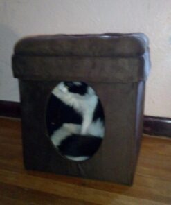 MidWest Homes for Pets 137-BR 'The Original' Curious Cat Cube, Cat House / Cat Condo in Brown Faux Suede & Synthetic Sheepskin Brown Single Story 56 71vAYg45GfL 3