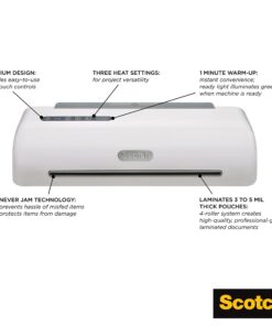 Scotch Brand PRO Thermal Laminator, 12.3-Inch, 1-Minute Warm-up, Fast Lamination, Never Jam Technology, 4-Roller Machine (TL1306), 4" x 19.8" x 6", White 8 71vAfeCETKL