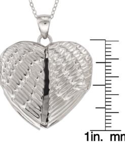 Sterling Silver Angel Wing Heart Locket with 18" Chain 12 71vAgkSwQuL
